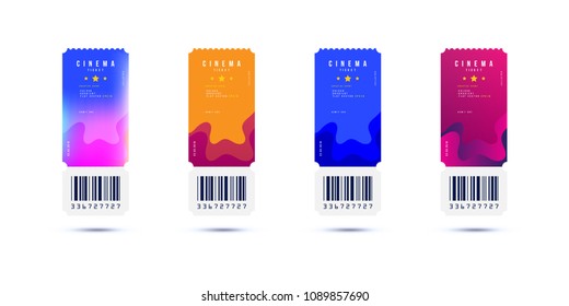 Set Cinema ticket realistic isolated on white background with shadow. Flat vector illustration EPS 10. Set Cinema ticket realistic isolated on white background with shadow. Flat vector illustration EPS 10.