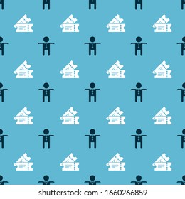 Set Cinema ticket  and VHS video cassette tape  on seamless pattern. Vector
