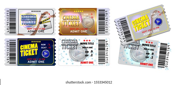Set of cinema tickets in various color. easy to modify