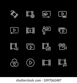 Set of cinema, video content line icons