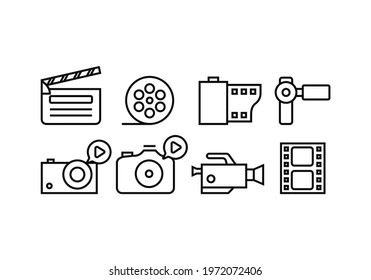 set of cinematography and filmography icons vector
