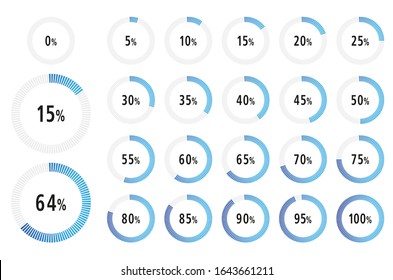 Set of circle 0-100 Percentage diagram ready to use for infographics, web design and ux, ui - Vector Illustration