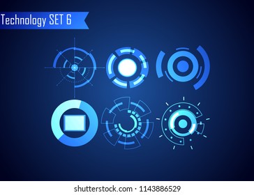 Set of Circle Abstract Digital Technology UI Futuristic HUD Virtual Interface Elements Sci- Fi Modern User For Graphic Motion, Theme Technology, Game Control,  Elements of Background Hi-tech or Design