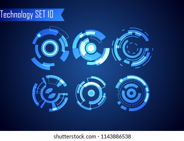 Set of Circle Abstract Digital Technology UI Futuristic HUD Virtual Interface Elements Sci- Fi Modern User For Graphic Motion, Theme Technology, Game Control,  Elements of Background Hi-tech or Design