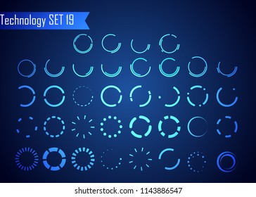 Set of Circle Abstract Digital Technology UI Futuristic HUD Virtual Interface Elements Sci- Fi Modern User For Graphic Motion, Theme Technology, Game Control,  Elements of Background Hi-tech or Design