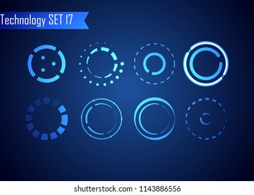 Set of Circle Abstract Digital Technology UI Futuristic HUD Virtual Interface Elements Sci- Fi Modern User For Graphic Motion, Theme Technology, Game Control,  Elements of Background Hi-tech or Design