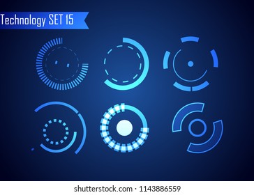 Set of Circle Abstract Digital Technology UI Futuristic HUD Virtual Interface Elements Sci- Fi Modern User For Graphic Motion, Theme Technology, Game Control,  Elements of Background Hi-tech or Design