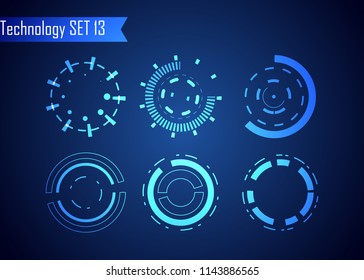 Set of Circle Abstract Digital Technology UI Futuristic HUD Virtual Interface Elements Sci- Fi Modern User For Graphic Motion, Theme Technology, Game Control,  Elements of Background Hi-tech or Design