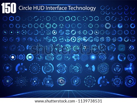 Set of Circle Abstract Digital Technology UI Futuristic HUD Virtual Interface Elements Sci- Fi Modern, Theme Technology, Game Control,  Elements of Background Hi-tech or Design