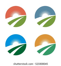 Set Circle Agriculture Logo Template Illustration Design. Vector EPS 10.