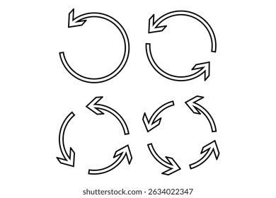 conjunto de seta circular, ícone de seta circular e ícone de seta redonda.