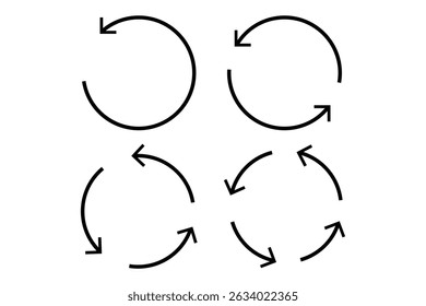 conjunto de seta circular, ícone de seta circular e ícone de seta redonda.
