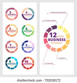 Set of circle arrow diagram for business. Infografic process template. Vector illustration isolated on a gray background.