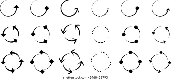 Conjunto de icono de flecha circular, flecha circular, icono de actualización, Vector de signo de recarga. Vector de flecha