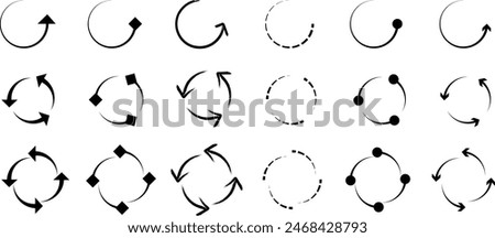 Set of circle arrow icon, circular arrow, refresh icon, reload sign vector. Arrow vector