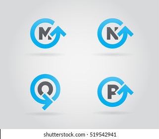 Set of Circle Arrow Logo Icon Design with Letter. Template Element in Vector. 