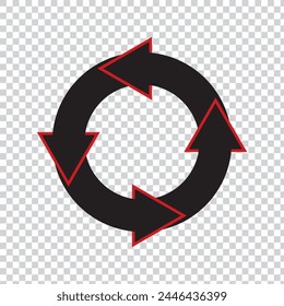 Set of circle arrow vector icons. Recycling icon. Circular vector arrows. Refresh and reload arrow icon. Arrows flat sign. Repeat cycle symbol. loop arrow arrow.