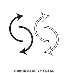 Set of circle arrow vector icons. Recycling icon. Circular vector arrows. Refresh and reload arrow icon. Arrows flat sign. Repeat cycle symbol. loop arrow arrow.