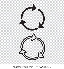 Set of circle arrow vector icons. Recycling icon. Circular vector arrows. Refresh and reload arrow icon. Arrows flat sign. Repeat cycle symbol. loop arrow arrow.