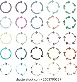 Set of circle arrow vector icons Pro Vector , vector illustration.