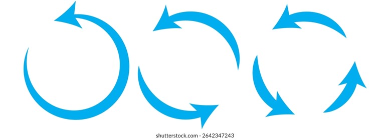 Conjunto de ícones de vetor de seta circular. Ícone Reciclagem. Setas vetoriais circulares. ícone Atualizar e recarregar seta. Ícone de seta de rotação é atualizado. Repita o símbolo de ciclo. Conjunto de ícones de vetor.