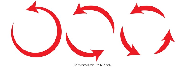 Conjunto de ícones de vetor de seta circular. Ícone Reciclagem. Setas vetoriais circulares. ícone Atualizar e recarregar seta. Ícone de seta de rotação é atualizado. Repita o símbolo de ciclo. Conjunto de ícones de vetor.