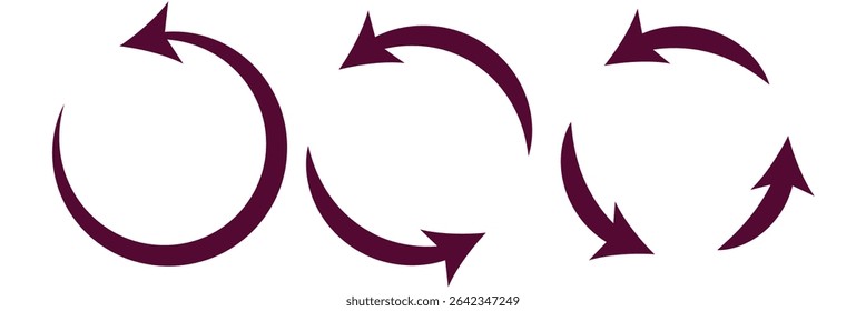 Conjunto de ícones de vetor de seta circular. Ícone Reciclagem. Setas vetoriais circulares. ícone Atualizar e recarregar seta. Ícone de seta de rotação é atualizado. Repita o símbolo de ciclo. Conjunto de ícones de vetor.