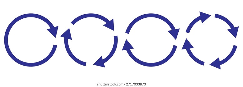 Conjunto de ícones de vetor de seta circular. Ícone Reciclagem. Setas vetoriais circulares. ícone Atualizar e recarregar seta. Sinal de seta plana. Repita o símbolo de ciclo. Infográfico isolado no fundo branco
