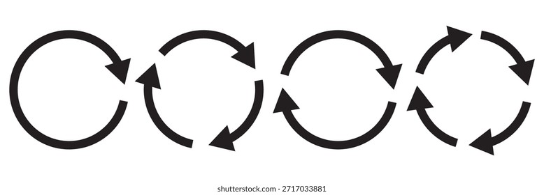 Conjunto de iconos de vector de flecha circular. Icono de reciclaje. Flechas de Vector circulares. Refrescar y recargar icono de flecha. Flechas plano signo. Repita el símbolo del ciclo. Infografía aislada sobre fondo blanco