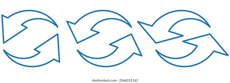 Set of circle arrows isolated on white background. Rotate arrow and spinning loading symbol. Circular rotation loading elements, redo process.