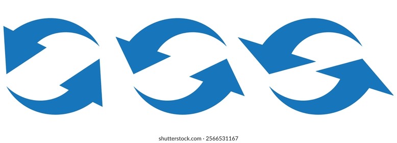 Set of circle arrows isolated on white background. Rotate arrow and spinning loading symbol. Circular rotation loading elements, redo process.