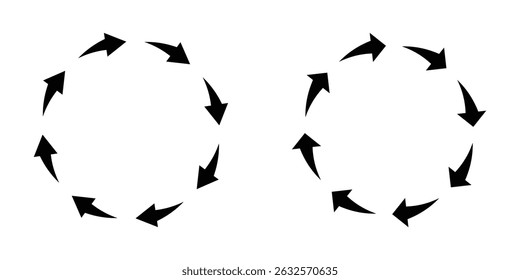 Set of circle arrows. Refresh, reload, recycle, loop rotation sign collection.