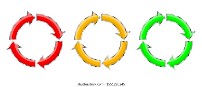 Set of circle arrows. Reload arros isolated. Color refresh vector arrow. Circle arrow for infographic