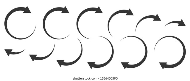 Satz von Kreispfeilen. Rufen Sie die Trommeln einzeln auf. Schwarzer Erneuerungs-Vektorpfeil. Circle Pfeil für Infografik