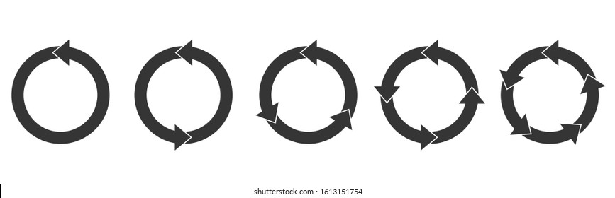 Set of circle arrows. Reload arros isolated. Black refresh vector arrow. Circle arrow for infographic