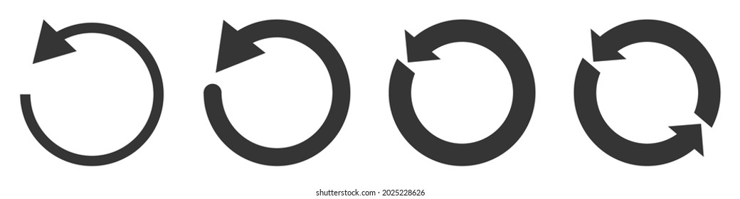 Satz von Kreispfeilen. Rufen Sie die Trommeln einzeln auf. Schwarzer Erneuerungsvektorpfeil. Circle Pfeil für Infografik