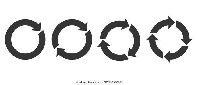 Satz von Kreispfeilen. Rufen Sie die Trommeln einzeln auf. Schwarzer Erneuerungsvektorpfeil. Circle Pfeil für Infografik