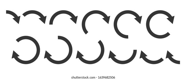 Set of circle arrows. Reload arrows isolated. Black refresh vector arrow. Circle arrow for infographic