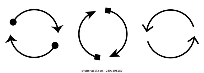 , Set of circle arrows rotating arrow. Circle Arrow icon set vector illustration, refresh, reload, circular arrows set.