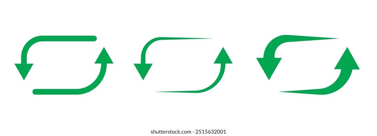 Set of circle arrows rotating on white background. Refresh, reload, recycle, loop rotation sign collection.