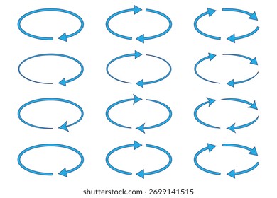 Conjunto de flechas circulares. Icono de rotación colección, icono de actualización, icono de recarga. icono de flecha circular Ilustración vectorial.