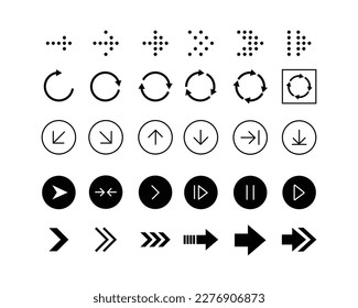 Set of circle arrows. Vector elements arrows . Black loading symbol.