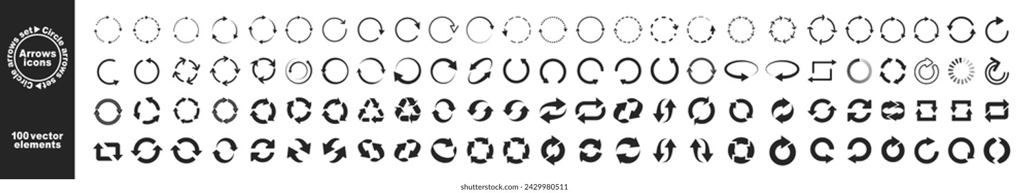 Set of circle arrows. Vector set of circle arrows isolated on transparent background