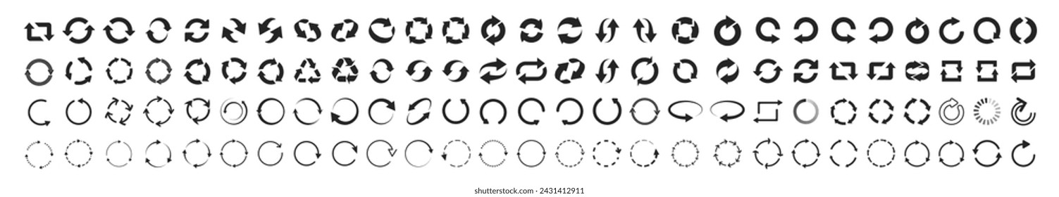 Set of circle arrows. Vector set of circle arrows isolated on transparent background