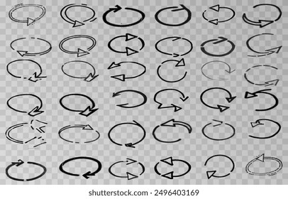 Conjunto de flechas de círculo sobre un fondo transparente aislado. Flechas Vector png. Elementos de Vector.