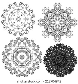 Set of circle backgrounds, Guilloche ornamental Elements for Certificate, Money, Diploma, Voucher, decorative round frames. 