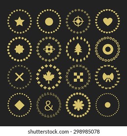 Set of circle border decorative symbol patterns and design elements for frameworks, badges, tags, and banners