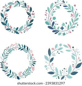 Set of Circle botanical wreath frame