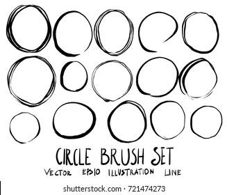 Set of circle brush doodle illustration Hand drawn Sketch line vector