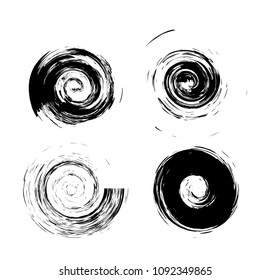 set circle brush paint ink art style